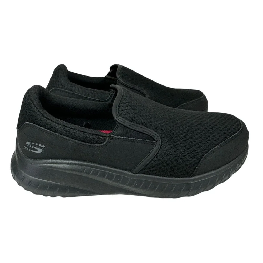 Skechers Mens Black Memory Foam Shoes Slip On Sz 10 Wide Fit Slip Resistant